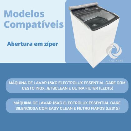 Imagem de Capa para lavadora electrolux 15kg jet&clean led15 transparente