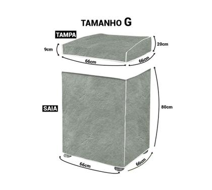 Imagem de Capa Para Maquina de Lavar Flanelada Cinza Perolizada Tamanho G  Resistente