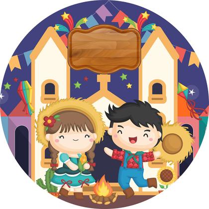 Imagem de Capa para Painel Redondo Festa Junina São João Tecido Sublimado Veste Fácil 1,50mx1,50m Festa Aniversário