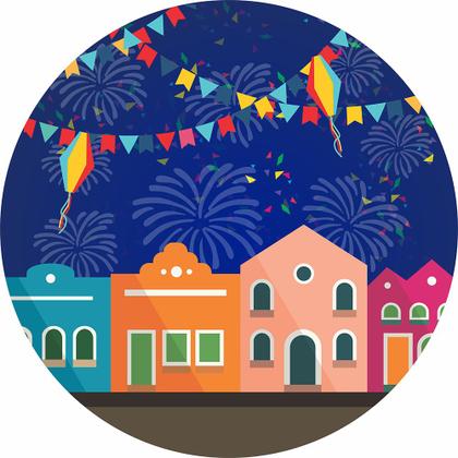 Imagem de Capa para Painel Redondo Festa Junina São João Tecido Sublimado Veste Fácil 1,50mx1,50m Festa Aniversário