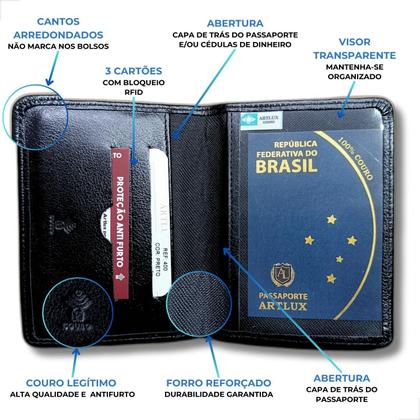 Imagem de Capa Para Passaporte de Couro Legitimo com Porta Cartões