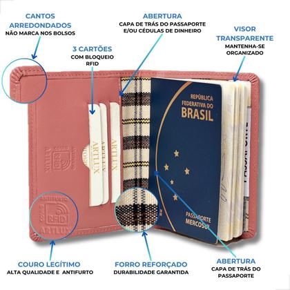 Imagem de Capa Para Passaporte de Couro Legitimo com Porta Cartões