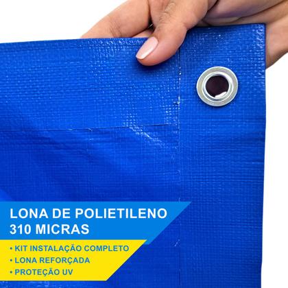 Imagem de Capa Para Piscina 310 Micras Proteção 10,5x3 Segurança + Kit instalação