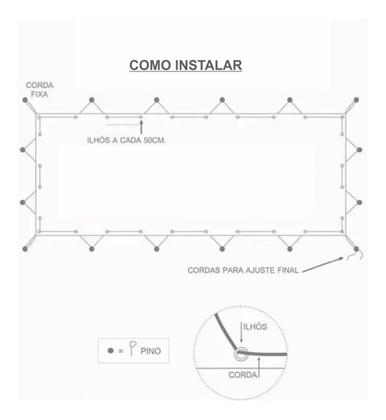 Imagem de Capa Para Piscina Com Dreno 3x5M Proteção Sujeira Segurança Lona pinos sujeira extensores pvc 500