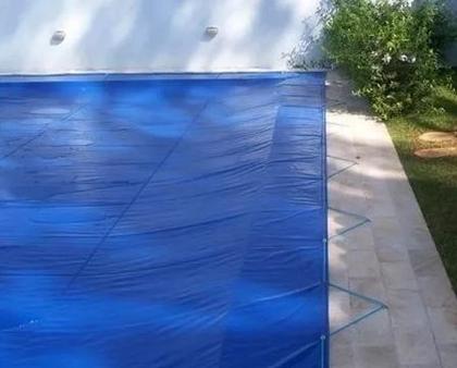 Imagem de Capa Para Piscina Com Dreno 3x5M Proteção Sujeira Segurança Lona pinos sujeira extensores pvc 500