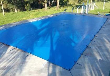 Imagem de Capa Para Piscina Com Dreno 6x3M Proteção Sujeira Segurança Lona pinos extensores pvc 500