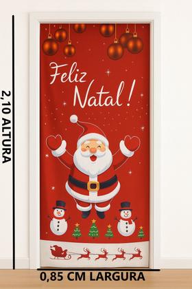 Imagem de Capa para Porta Enfeite de Natal 2,10x0,85 Acabamento com Elástico Papai Noel Feliz Natal