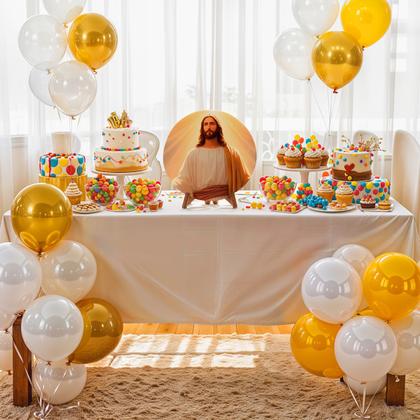 Imagem de Capa Para Porta ou Painel de Mesa Decoração De Jesus Cristo Religioso Painel Em Tecido Com Elástico