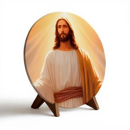 Imagem de Capa Para Porta ou Painel de Mesa Decoração De Jesus Cristo Religioso Painel Em Tecido Com Elástico