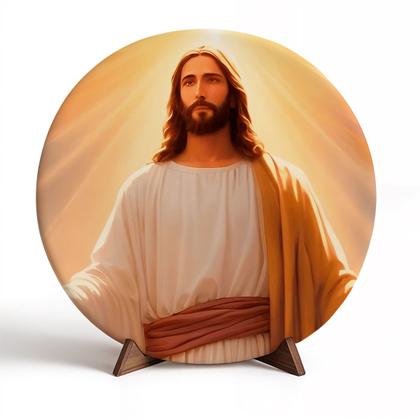 Imagem de Capa Para Porta ou Painel de Mesa Decoração De Jesus Cristo Religioso Painel Em Tecido Com Elástico