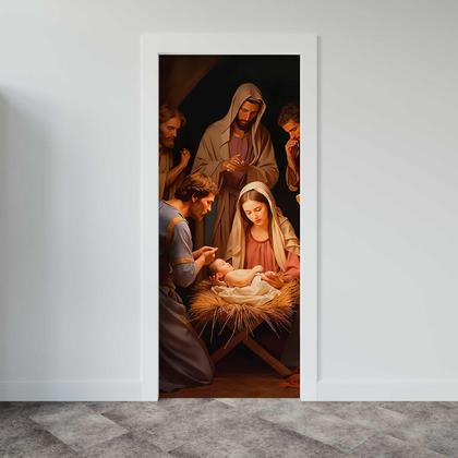 Imagem de Capa Para Porta ou Painel de Mesa Decoração De Jesus Cristo Religioso Painel Em Tecido Com Elástico