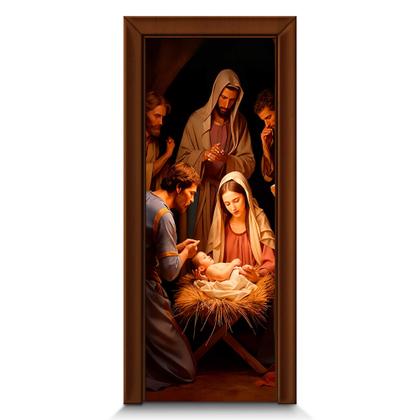 Imagem de Capa Para Porta ou Painel de Mesa Decoração De Jesus Cristo Religioso Painel Em Tecido Com Elástico