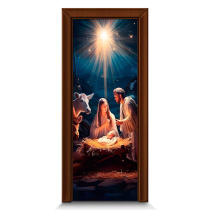Imagem de Capa Para Porta ou Painel de Mesa Decoração De Jesus Cristo Religioso Painel Em Tecido Com Elástico