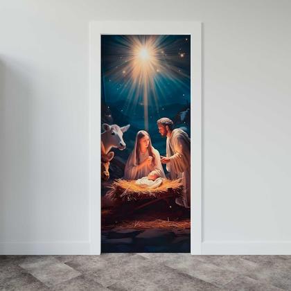 Imagem de Capa Para Porta ou Painel de Mesa Decoração De Jesus Cristo Religioso Painel Em Tecido Com Elástico