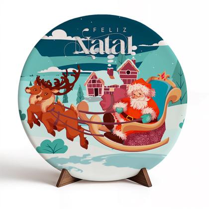 Imagem de Capa Para Porta ou Painel de Mesa Decoração De Natal Papai Noel Painel Em Tecido Com Elástico