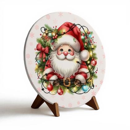 Imagem de Capa Para Porta ou Painel de Mesa Decoração De Natal Papai Noel Painel Em Tecido Com Elástico