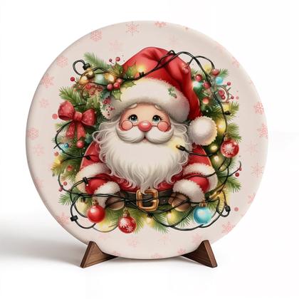 Imagem de Capa Para Porta ou Painel de Mesa Decoração De Natal Papai Noel Painel Em Tecido Com Elástico