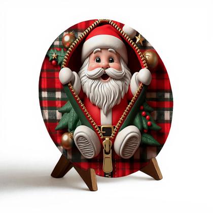 Imagem de Capa Para Porta ou Painel de Mesa Decoração De Natal Papai Noel Painel Em Tecido Com Elástico