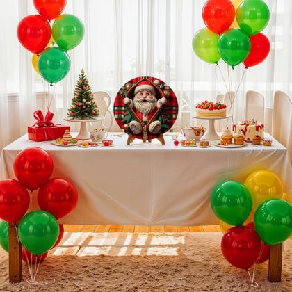 Imagem de Capa Para Porta ou Painel de Mesa Decoração De Natal Papai Noel Painel Em Tecido Com Elástico