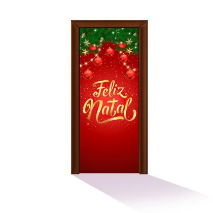 Imagem de Capa Para Porta ou Painel de Mesa Decoração De Natal Papai Noel Painel Em Tecido Com Elástico
