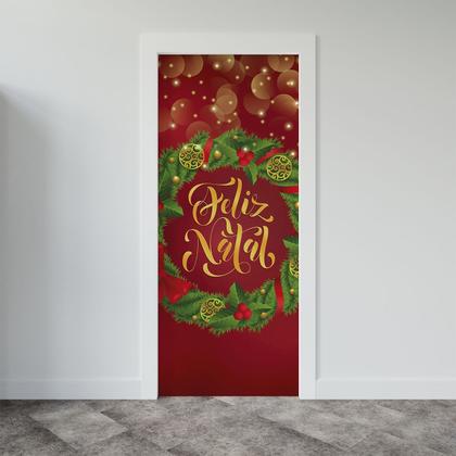 Imagem de Capa Para Porta ou Painel de Mesa Decoração De Natal Papai Noel Painel Em Tecido Com Elástico