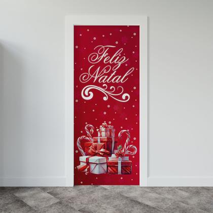Imagem de Capa Para Porta ou Painel de Mesa Decoração De Natal Papai Noel Painel Em Tecido Com Elástico