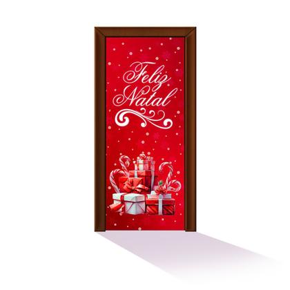 Imagem de Capa Para Porta ou Painel de Mesa Decoração De Natal Papai Noel Painel Em Tecido Com Elástico