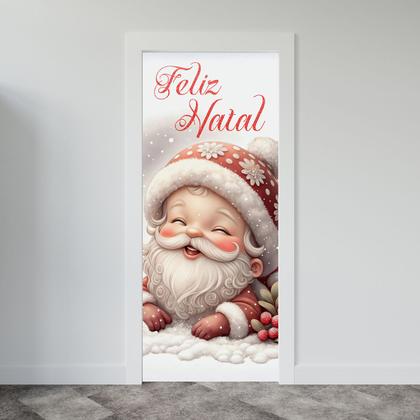Imagem de Capa Para Porta ou Painel de Mesa Decoração De Natal Papai Noel Painel Em Tecido Com Elástico