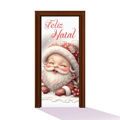 Imagem de Capa Para Porta ou Painel de Mesa Decoração De Natal Papai Noel Painel Em Tecido Com Elástico