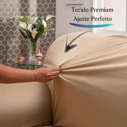 Imagem de Capa para Sofá de Malha c/ Elástico Alto Padrão - Bege