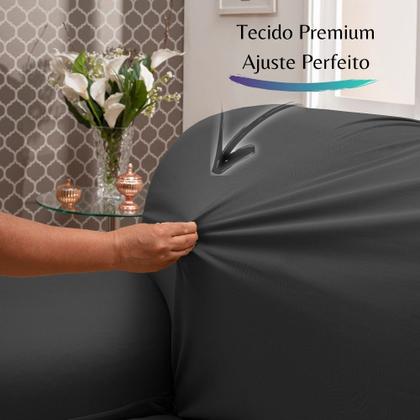 Imagem de Capa para Sofá de Malha c/ Elástico Alto Padrão - Cinza Escuro