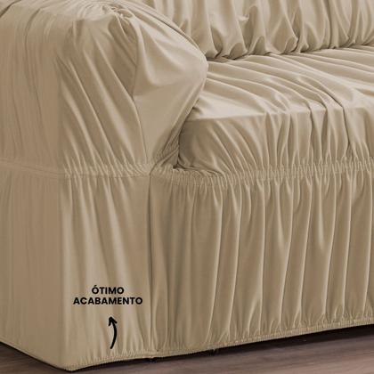 Imagem de Capa para Sofa Retratil 4 Lugares Malha Gel 21 Elasticos Avelã