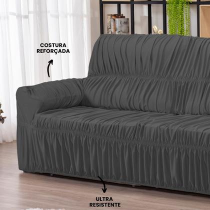 Imagem de Capa para Sofa Retratil 4 Lugares Malha Gel 21 Elasticos Cinza