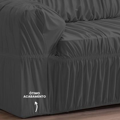 Imagem de Capa para Sofa Retratil 4 Lugares Malha Gel 21 Elasticos Cinza