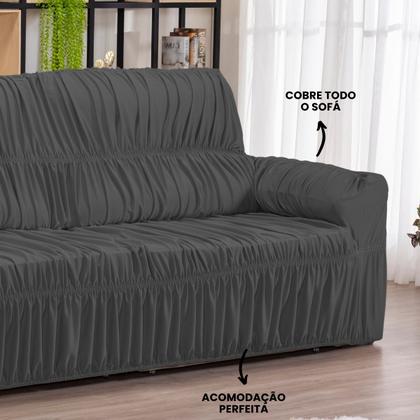 Imagem de Capa para Sofa Retratil 4 Lugares Malha Gel 21 Elasticos Cinza