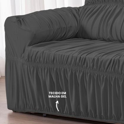 Imagem de Capa para Sofa Retratil 4 Lugares Malha Gel 21 Elasticos Cinza