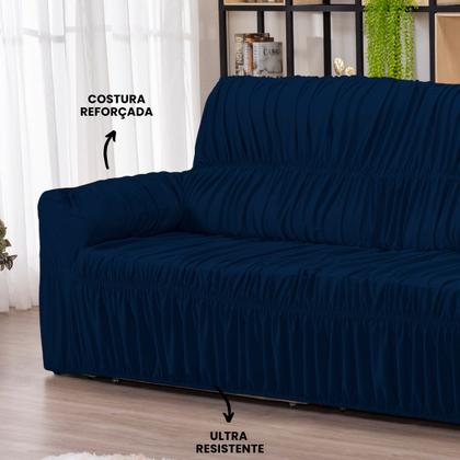 Imagem de Capa para Sofa Retratil 4 Lugares Malha Gel 21 Elasticos Marinho