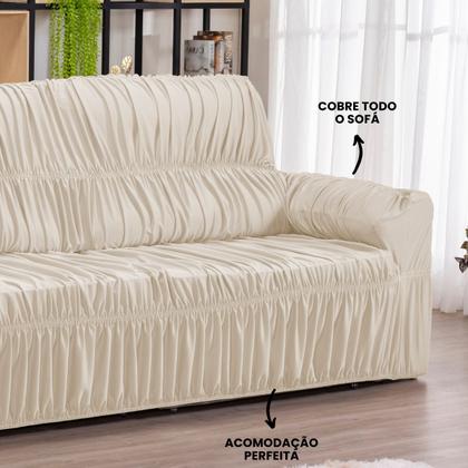 Imagem de Capa para Sofa Retratil 4 Lugares Malha Gel 21 Elasticos Palha