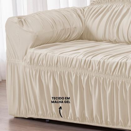 Imagem de Capa para Sofa Retratil 4 Lugares Malha Gel 21 Elasticos Palha