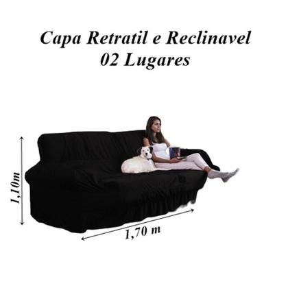 Imagem de Capa Para Sofá Retrátil E Reclinável 2 Lugares Preta
