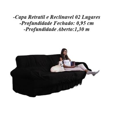 Imagem de Capa Para Sofá Retrátil E Reclinável 2 Lugares Preta