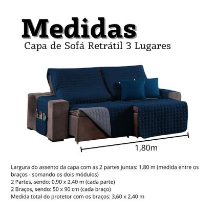 Imagem de Capa para Sofá Retrátil e Reclinável 3 Lugares Assento de 1,80m + 2 Capas de Almofada