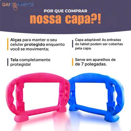 Imagem de Capa Para Tablet 7 Polegadas Infantil Multilaser Amazon Galaxy Cores Universal
