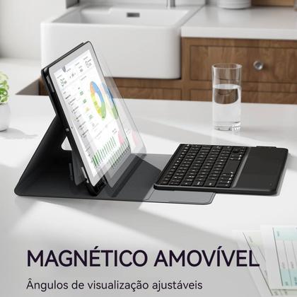 Imagem de Capa Para Tablet Capa + Mouse e Teclado Magnético Bluetooth Destacável Compativel IPad 9ª/ 8ª /7ª Geração (Preto, Teclad