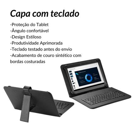 Imagem de Capa preta com Teclado e Mouse p/ Tablet Android Tipo C de 7 a 8.7 polegadas