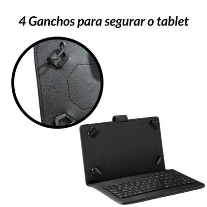 Imagem de Capa preta com Teclado e Mouse p/ Tablet Android Tipo C de 7 a 8.7 polegadas