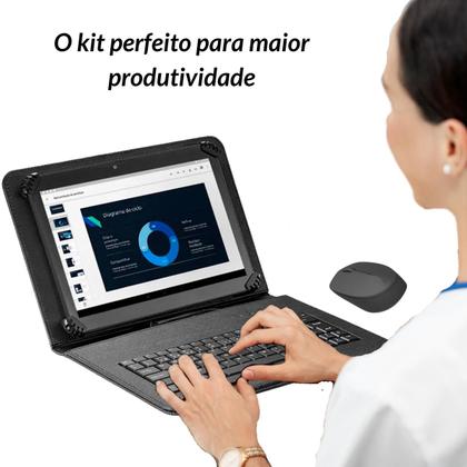 Imagem de Capa preta com Teclado e Mouse p/ Tablet Android Tipo C de 7 a 8.7 polegadas