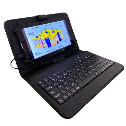 Imagem de Capa Preta com Teclado para Tablet Samsung A7 Lite 8.7 T220 T225 T290 T295 + Adaptador OTG