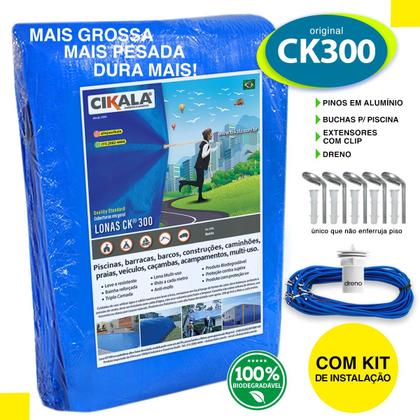 Imagem de Capa Proteção de Piscina 8x5 Metros CK300 Micras Polietileno Kit de Instalação Proteção contra Sujeira, Poeira e Folhas