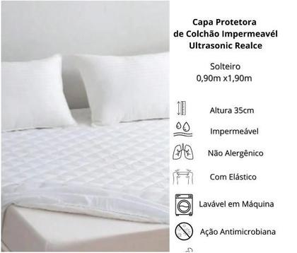 Imagem de Capa Protetor Colchão Solteiro Impermeável Ultrasonic Realce Premium